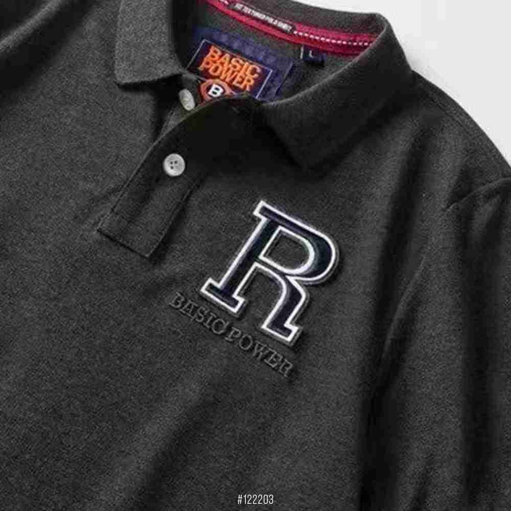 Fit Textured Polo Shirt “R” <br>12203  | D grey