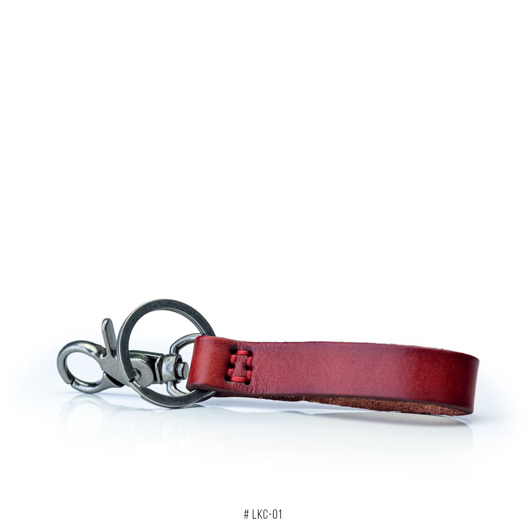 Rich i LEATHER KEYCHAIN ブラウン Green Triangular Leather Key-chain with Loop Ring