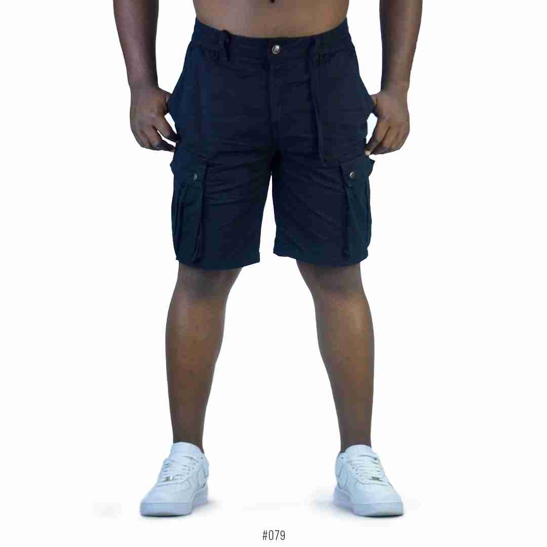 Short inseam Drawstring Cargo Short <br>079 | Black
