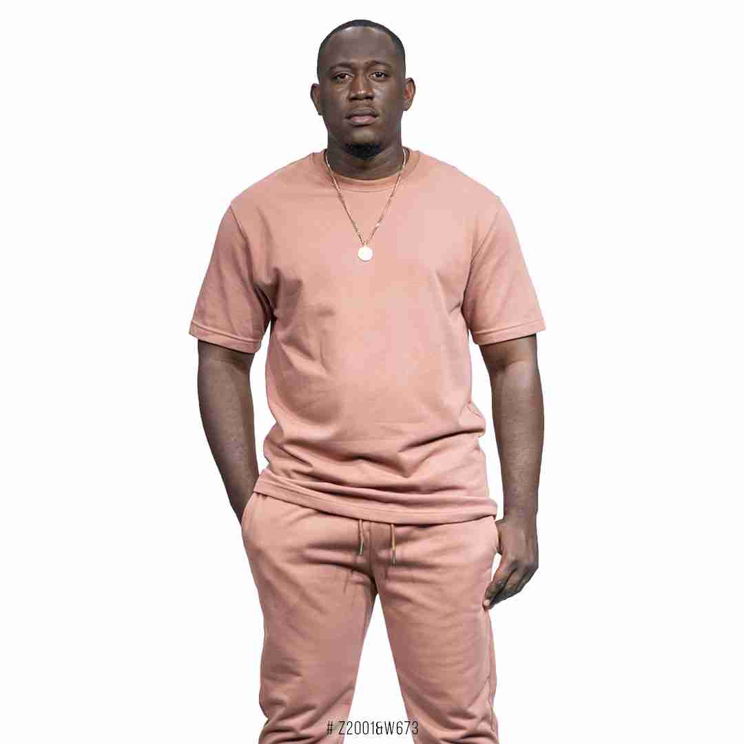 Blank Two Piece Sweatpant Set <br> Z2001&W673 | Shrimp Red