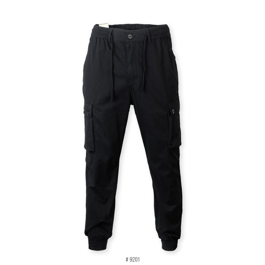 Elastic Cuffed Drawstring Zippered Pant W9201 | Black