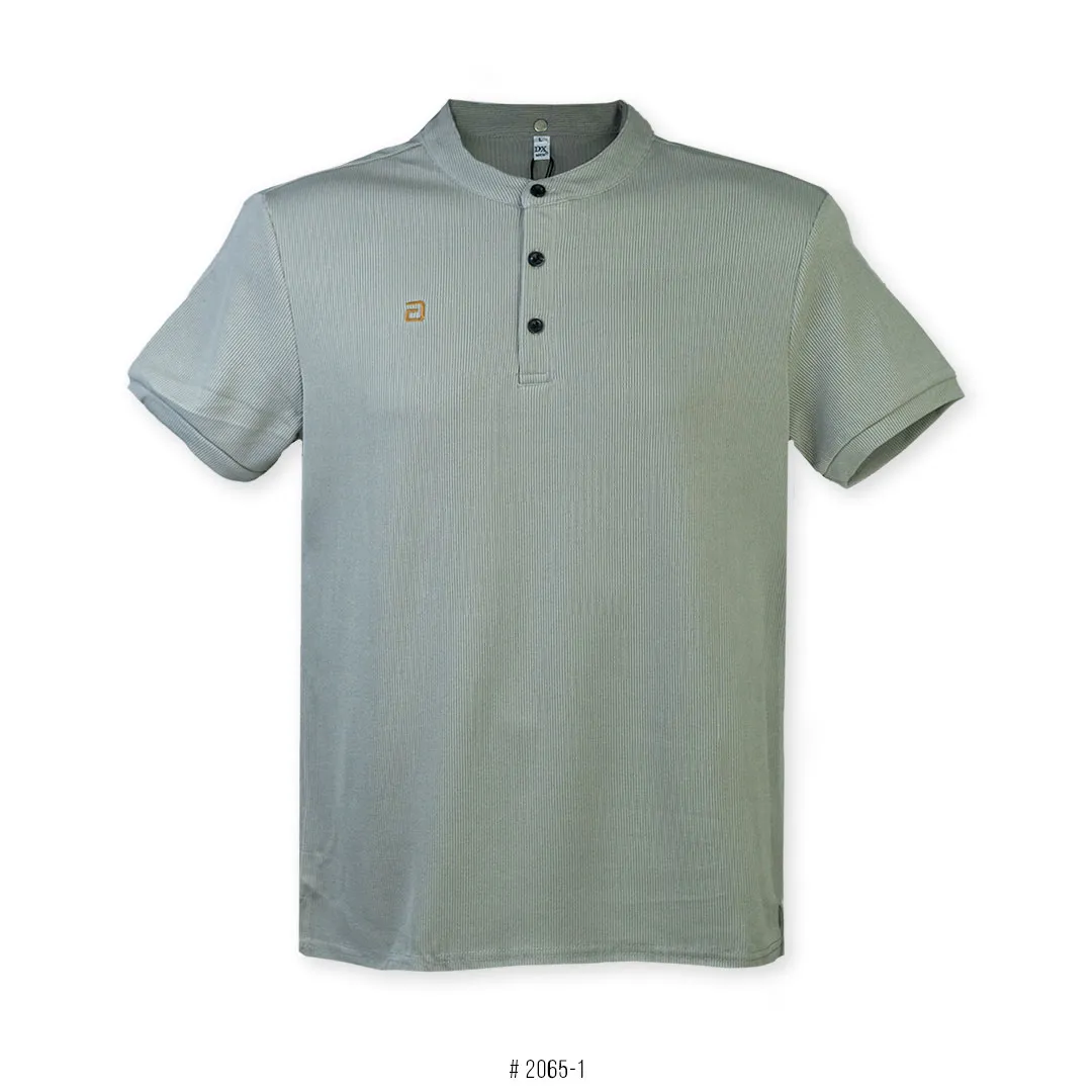 Lines and Texture Soft Fabric Moa Collar Polo shirt <br> 2065 | Grey