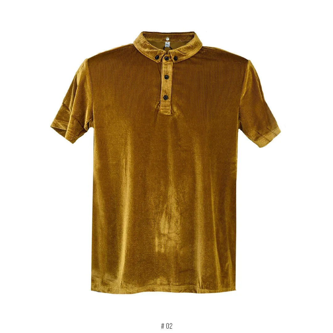 Lines Textured Soft Fabric Polo shirt 02 Golden Stone