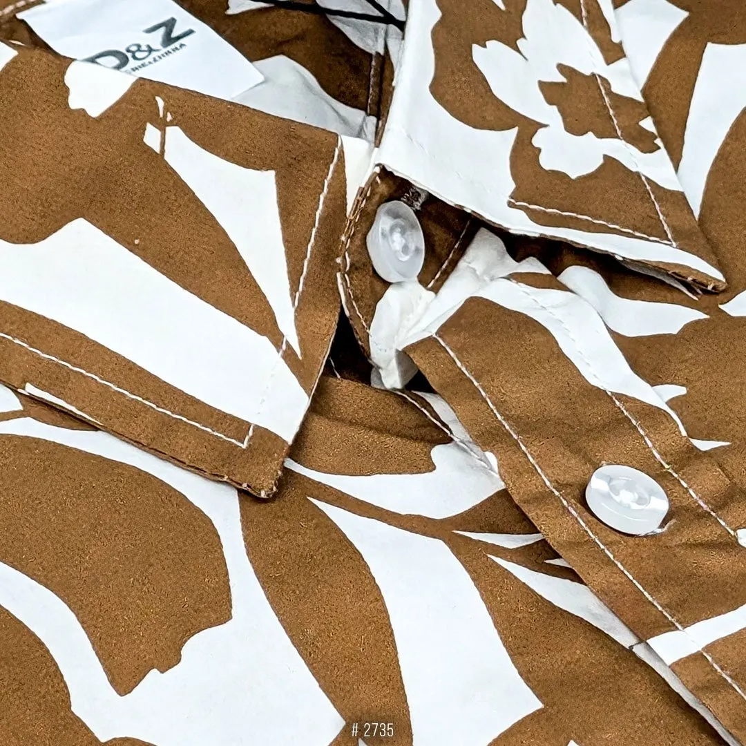 Casual Flower Shirt 2735 | Brown/Beige — Chesed Apparel